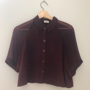 Wilfred small burgundy semi-transparent top